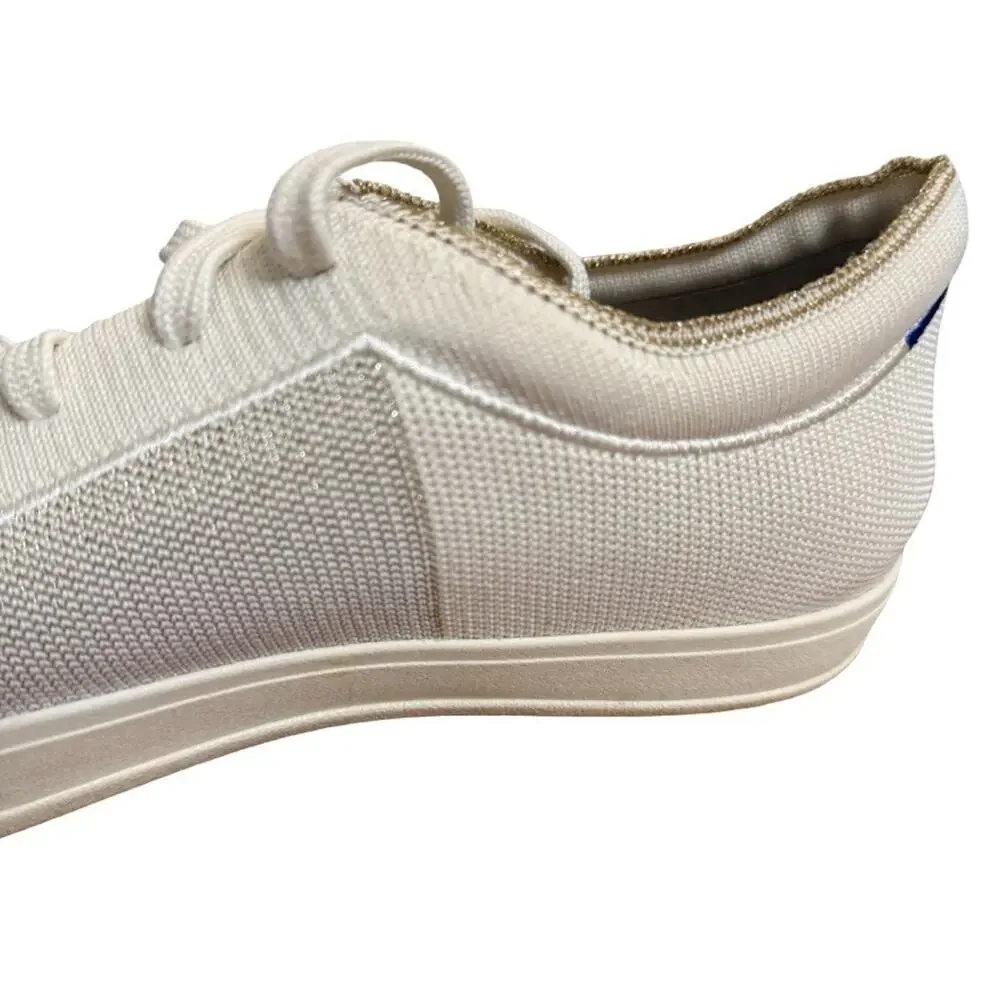 Rothys The Lace Up Sneakers Cream Gold Trim Womens Shoes Casual Comfort sz 9